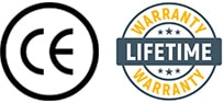 CE certified and limited lifetime warranty